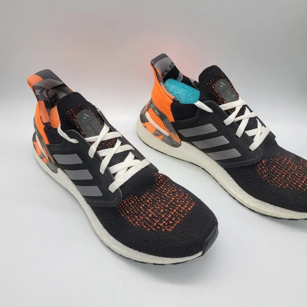 Size 8.5 - Adidas UltraBoost 20 Black Signal Orange Camo
